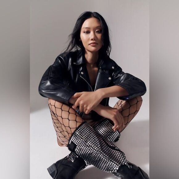 ANTHROPOLOGIE Vicenza Studded Moto Boots/ size 8 - Picture 4 of 10